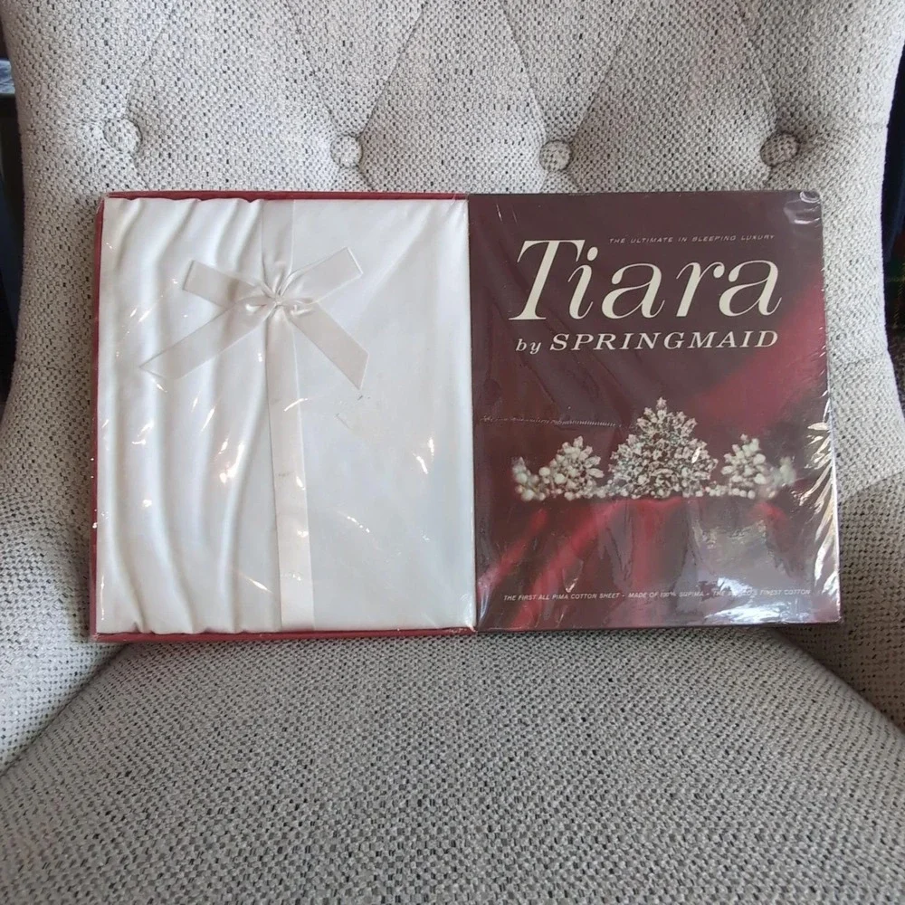 Vintage Springmaid Tiara White Flat Sheet Double NOS Sealed Supima Pima Cotton